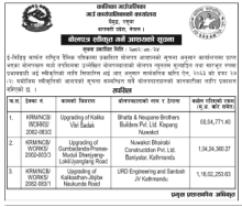 बोलपत्र स्वीकृत गर्ने आशयको सूचना ।